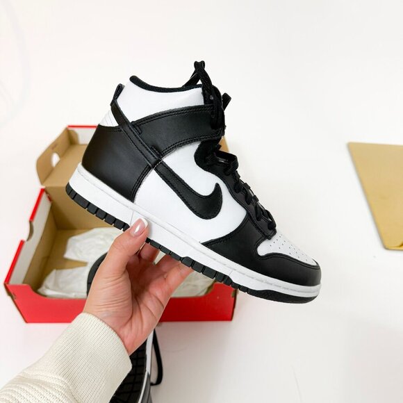 BRAND NEW IN BOX WOMENS NIKE DUNK HIGH PANDA BLACK WHITE SNEAKERS - Picture 12 of 16